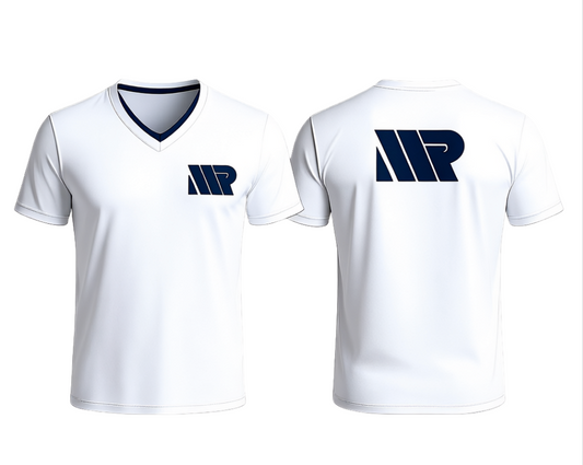 MR Sports White V-Neck Tee | Athletic Fit T-Shirt
