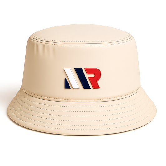 MR Sports Logo Bucket Hat | Beige Athletic Casual Sun Hat