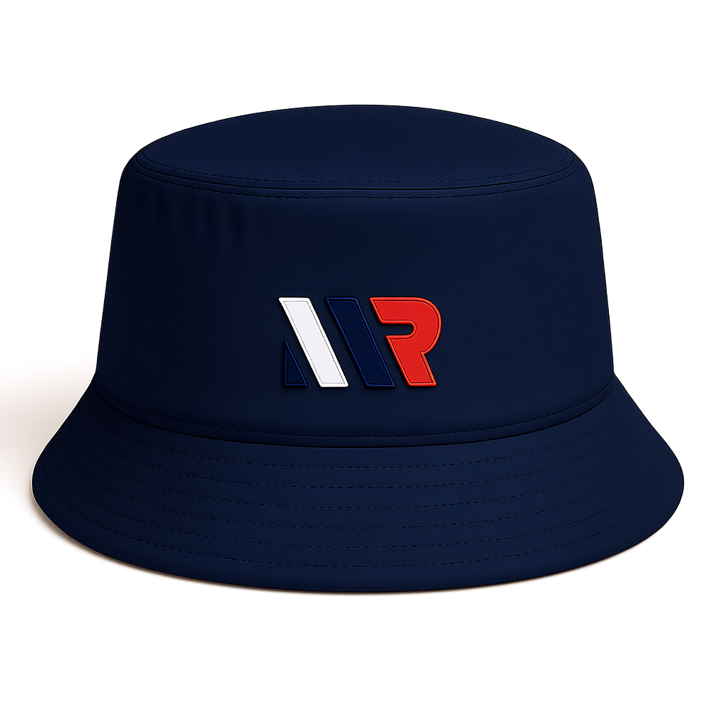 MR Sports Logo Bucket Hat | Navy Athletic Casual Sun Hat